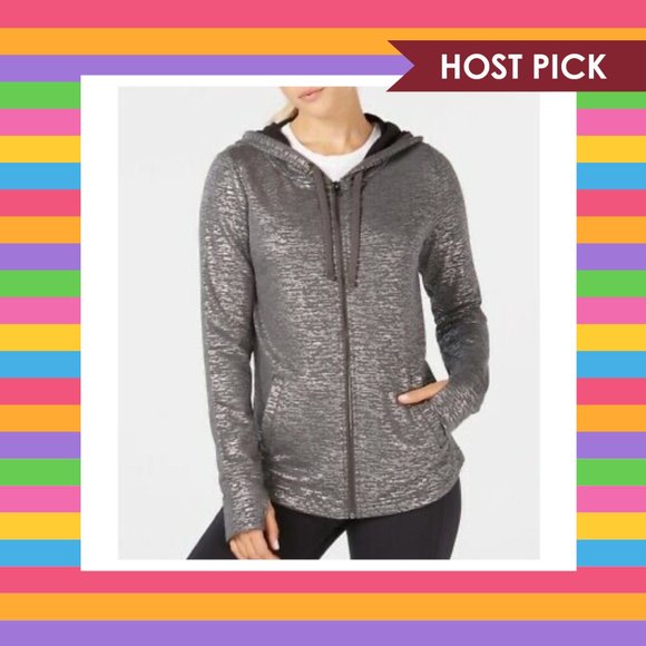 Ideology Tops - Ideology Life On The Go Metallic Zipped Hoodie